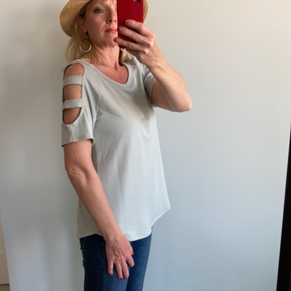 Seafoam Color, Cold Shoulder Top - Picture 6 of 6